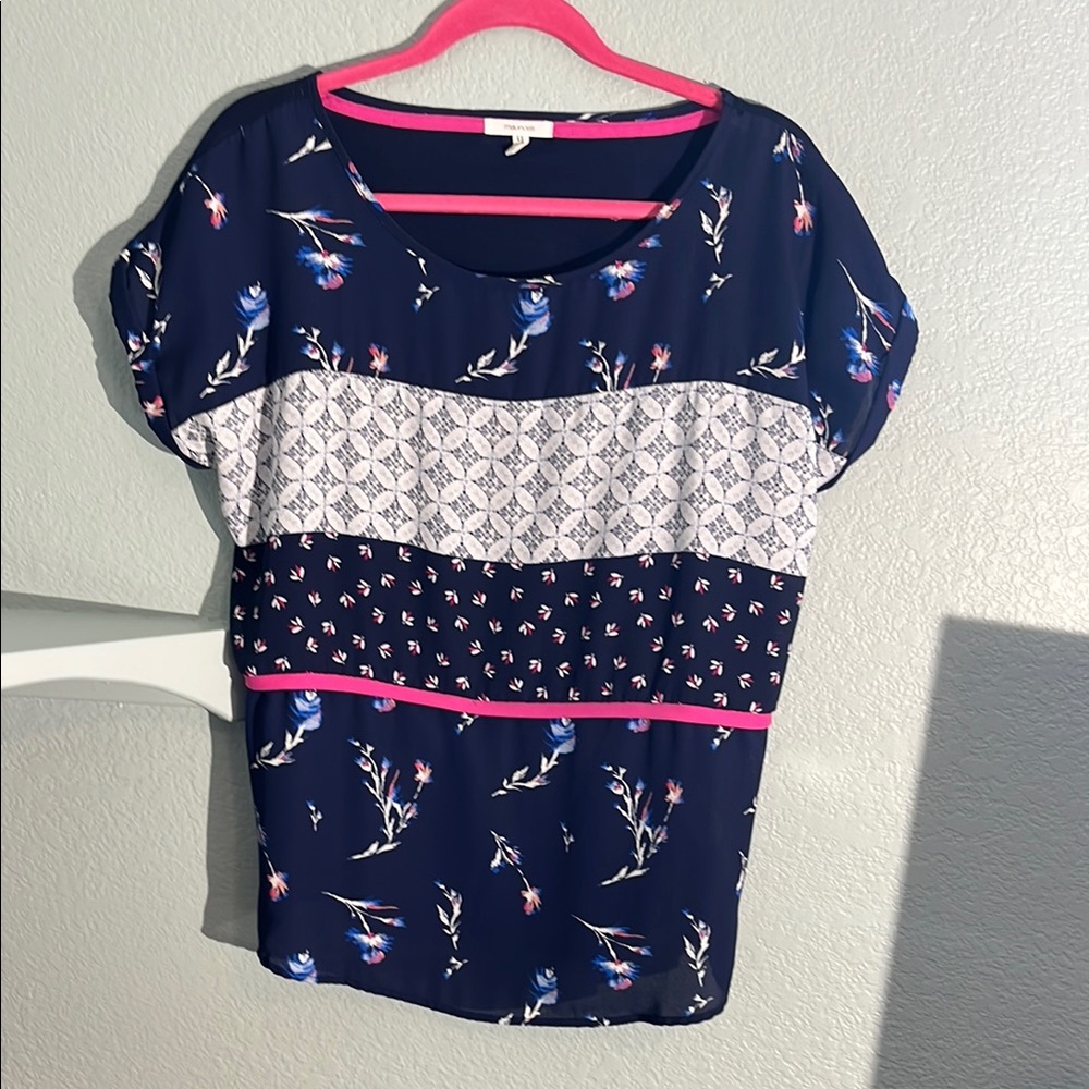 Floral Navy Blue Women's Top